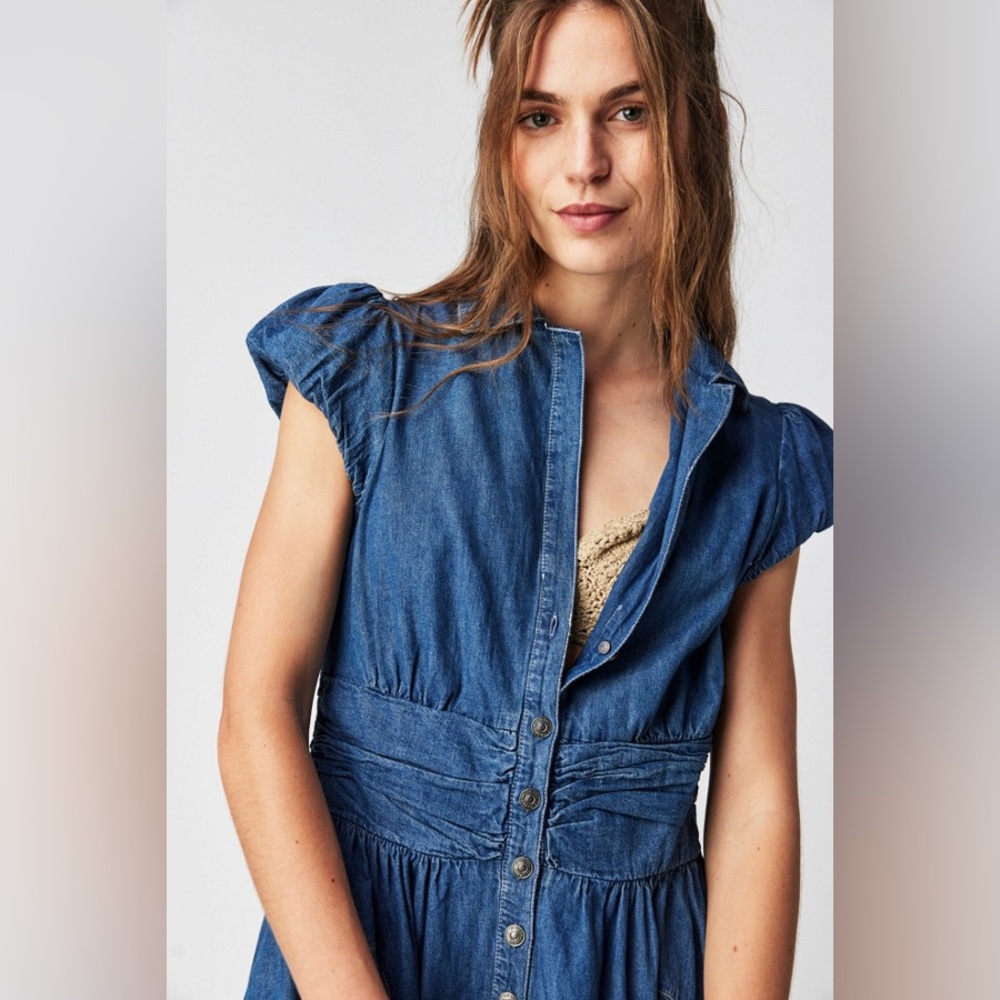 Free People Chester Nonstretch Denim Dress Size Medium